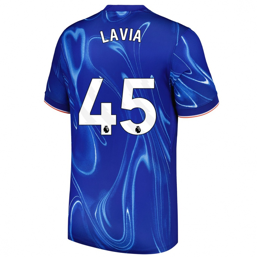 Niño Fútbol Camiseta Roméo Lavia #45 Azul Blanco 1ª Equipación 2024/25 Argentina