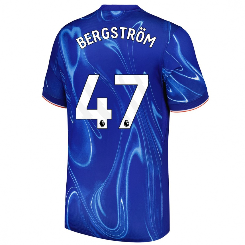 Niño Fútbol Camiseta Lucas Bergström #47 Azul Blanco 1ª Equipación 2024/25 Argentina