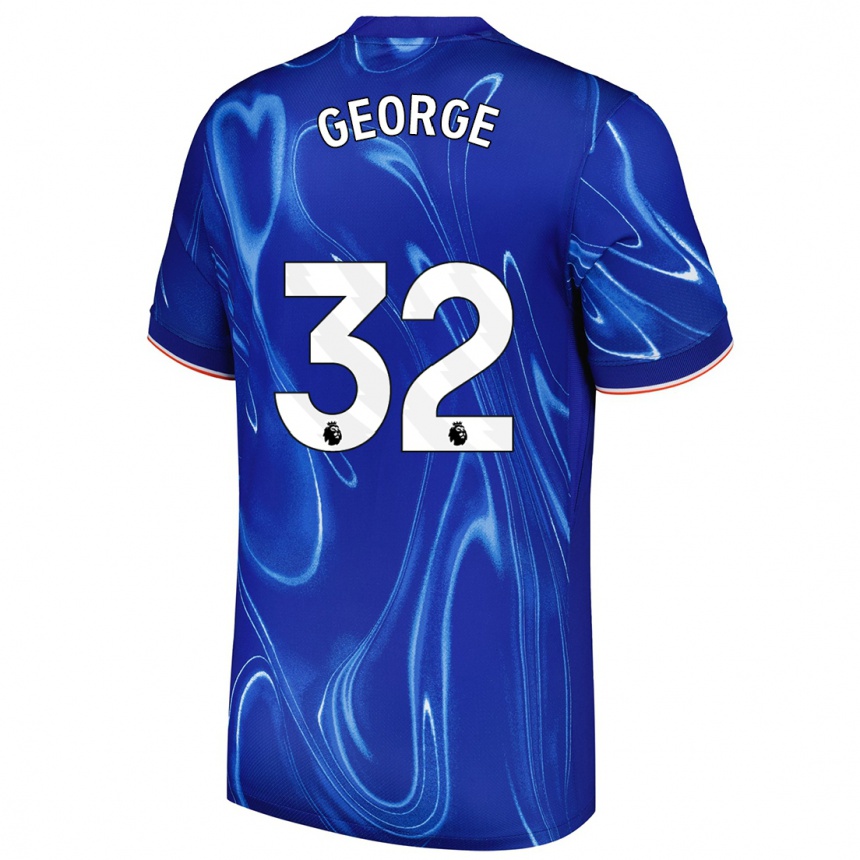 Niño Fútbol Camiseta Tyrique George #32 Azul Blanco 1ª Equipación 2024/25 Argentina