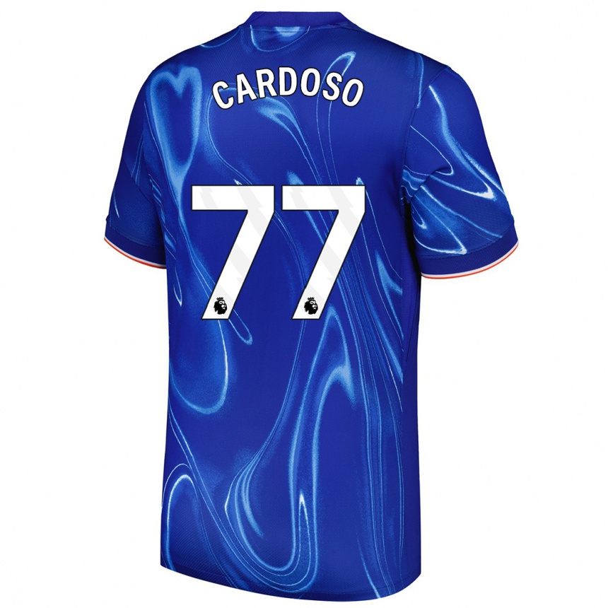 Niño Fútbol Camiseta Leo Cardoso #77 Azul Blanco 1ª Equipación 2024/25 Argentina