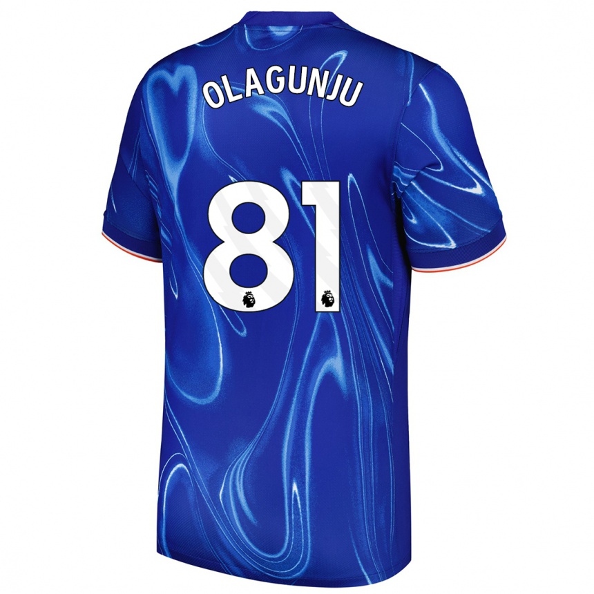 Niño Fútbol Camiseta Saheed Olagunju #81 Azul Blanco 1ª Equipación 2024/25 Argentina