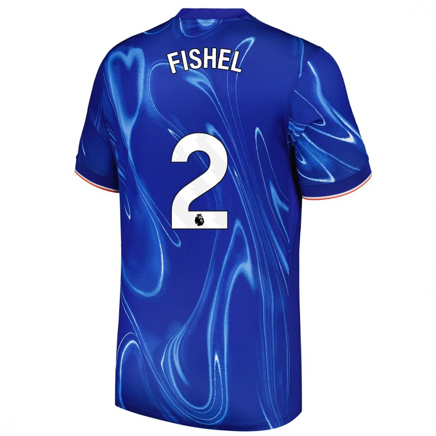 Niño Fútbol Camiseta Mia Fishel #2 Azul Blanco 1ª Equipación 2024/25 Argentina