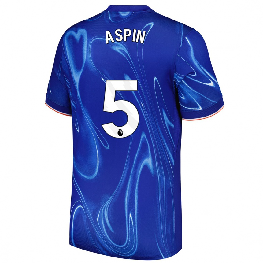 Niño Fútbol Camiseta Brooke Aspin #5 Azul Blanco 1ª Equipación 2024/25 Argentina