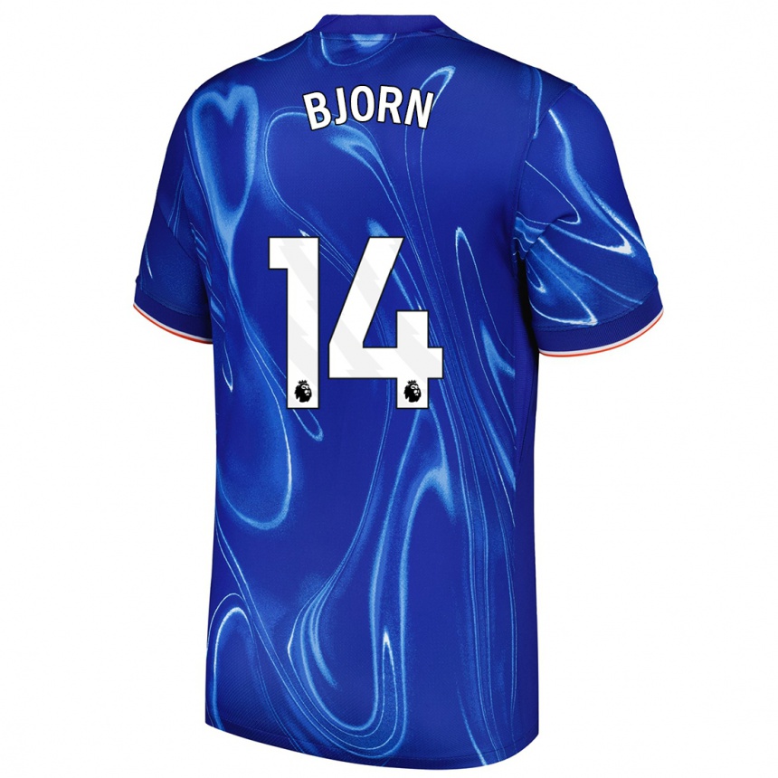 Niño Fútbol Camiseta Nathalie Björn #14 Azul Blanco 1ª Equipación 2024/25 Argentina