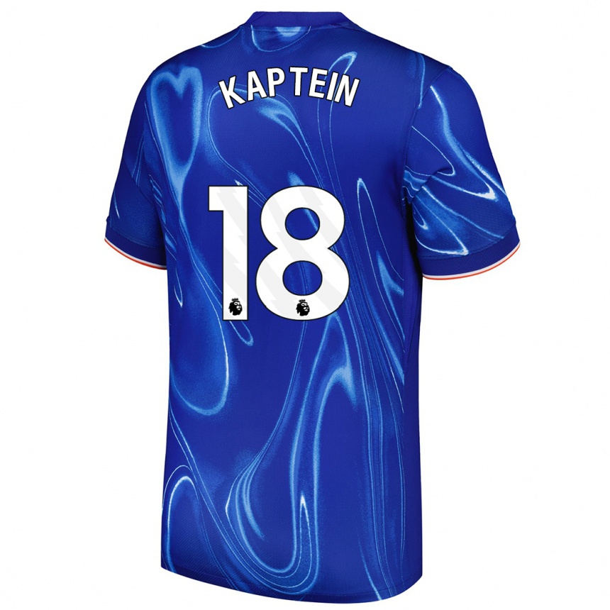 Niño Fútbol Camiseta Wieke Kaptein #18 Azul Blanco 1ª Equipación 2024/25 Argentina