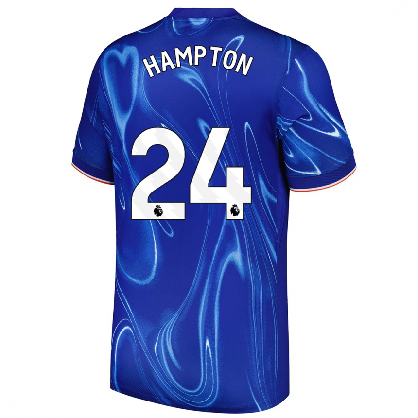 Niño Fútbol Camiseta Hannah Hampton #24 Azul Blanco 1ª Equipación 2024/25 Argentina