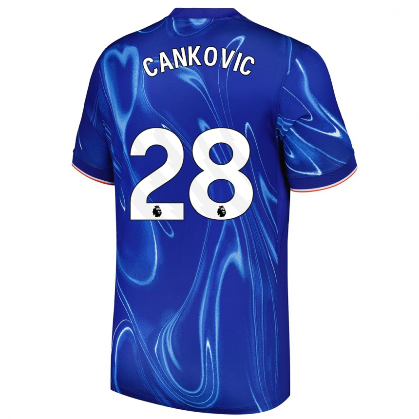 Niño Fútbol Camiseta Jelena Čanković #28 Azul Blanco 1ª Equipación 2024/25 Argentina