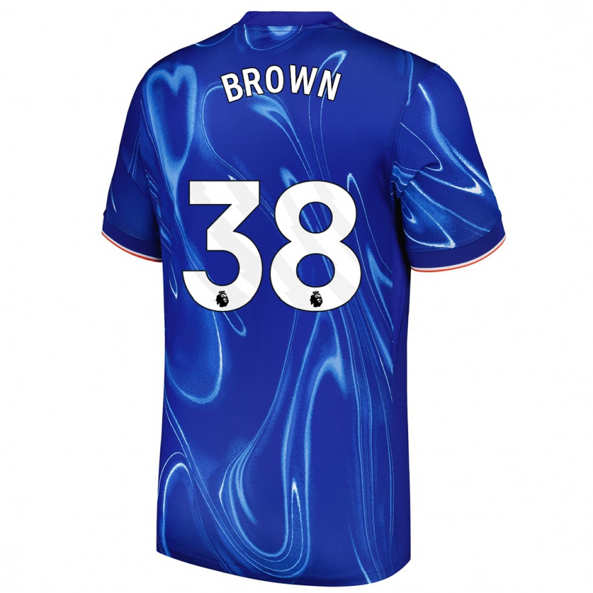 Niño Fútbol Camiseta Cerys Brown #38 Azul Blanco 1ª Equipación 2024/25 Argentina