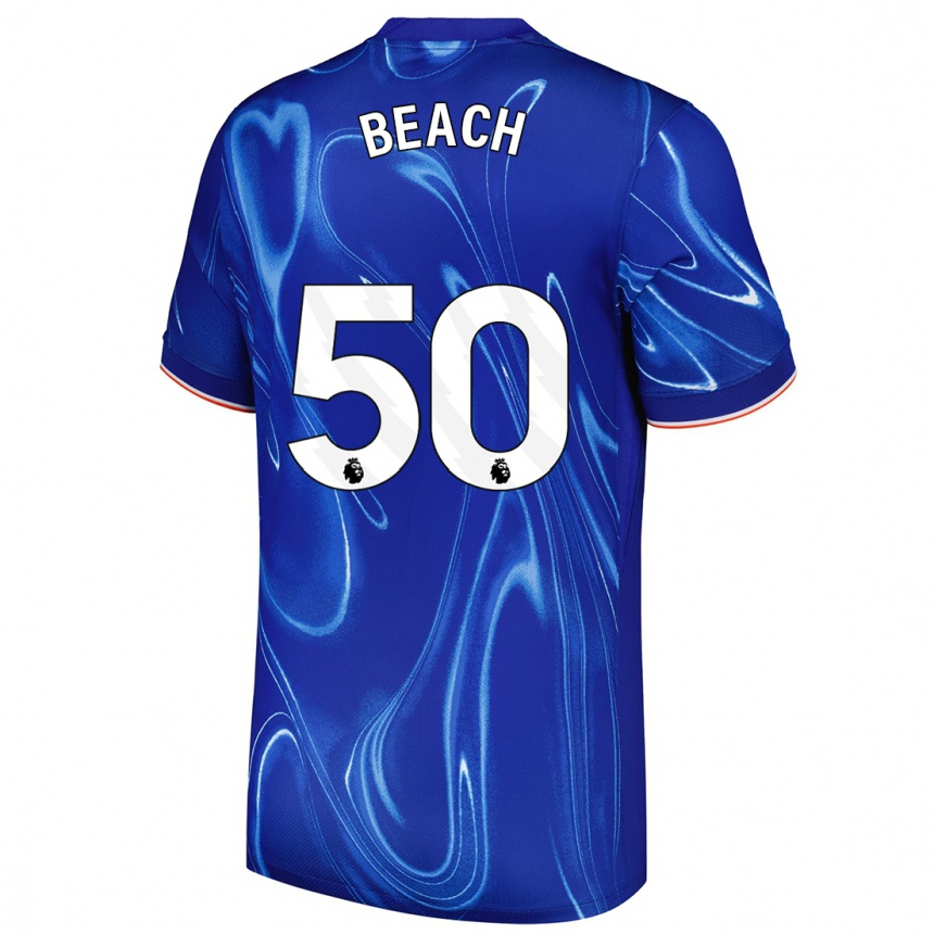 Niño Fútbol Camiseta Eddie Beach #50 Azul Blanco 1ª Equipación 2024/25 Argentina