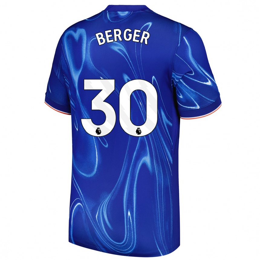 Niño Fútbol Camiseta Ann-Katrin Berger #30 Azul Blanco 1ª Equipación 2024/25 Argentina