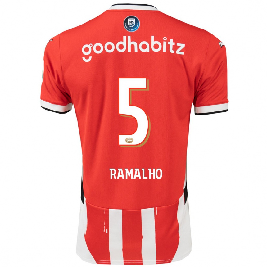 Niño Fútbol Camiseta André Ramalho #5 Rojo Blanco 1ª Equipación 2024/25 Argentina