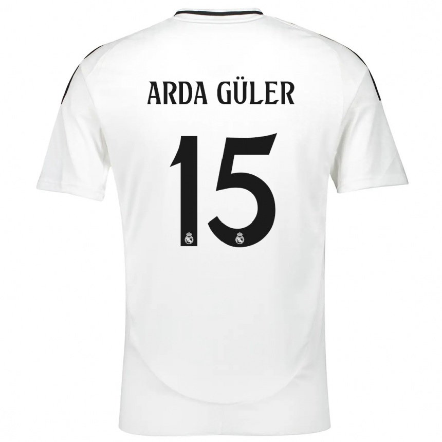 Niño Fútbol Camiseta Arda Güler #15 Blanco 1ª Equipación 2024/25 Argentina