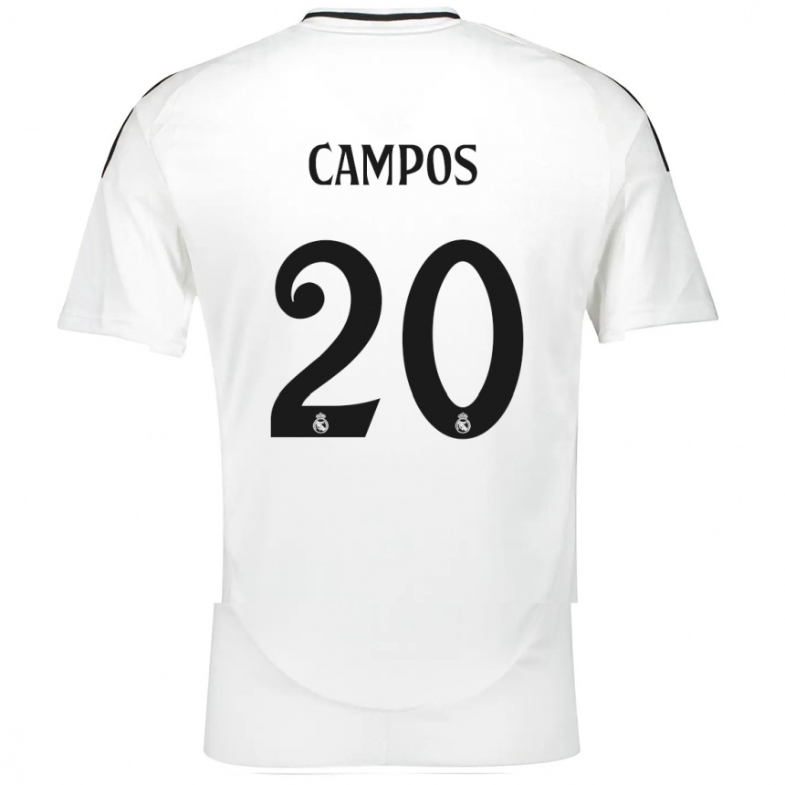 Niño Fútbol Camiseta Andrés Campos #20 Blanco 1ª Equipación 2024/25 Argentina