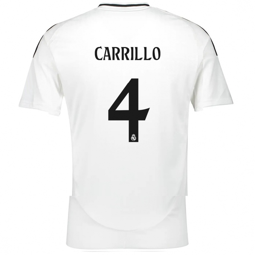 Niño Fútbol Camiseta Álvaro Carrillo #4 Blanco 1ª Equipación 2024/25 Argentina