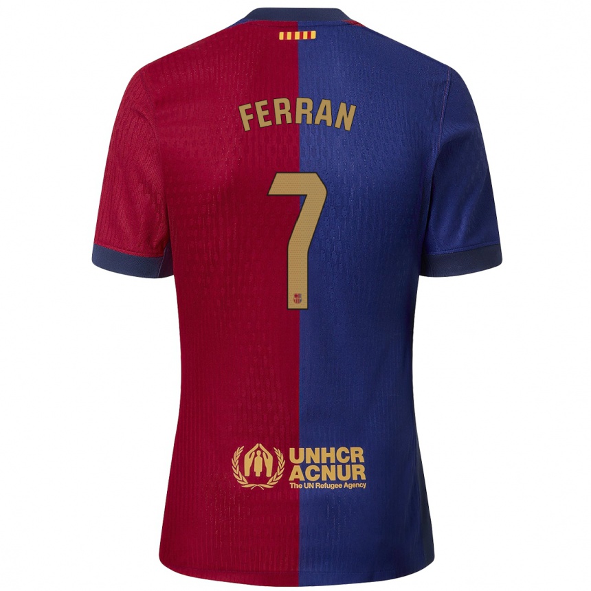 Niño Fútbol Camiseta Ferran Torres #7 Azul Rojo 1ª Equipación 2024/25 Argentina