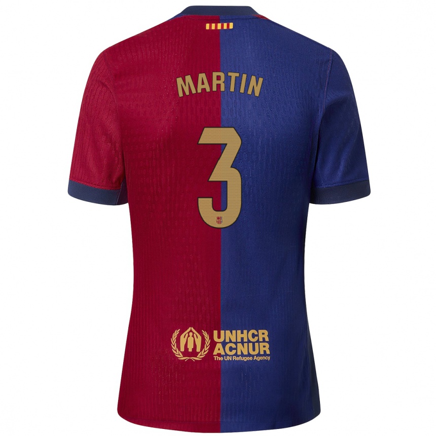 Niño Fútbol Camiseta Gerard Martin #3 Azul Rojo 1ª Equipación 2024/25 Argentina