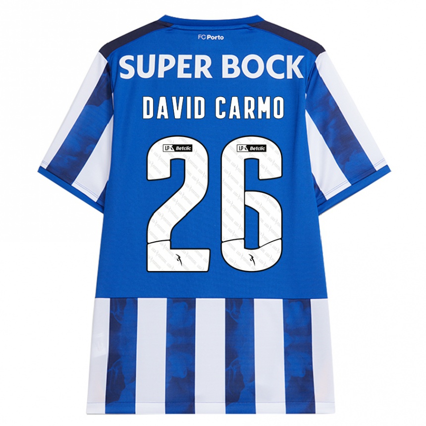 Niño Fútbol Camiseta David Carmo #26 Azul Blanco 1ª Equipación 2024/25 Argentina