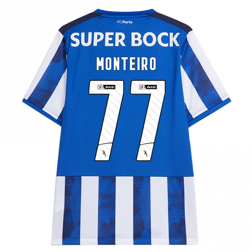 Niño Fútbol Camiseta Rui Monteiro #77 Azul Blanco 1ª Equipación 2024/25 Argentina