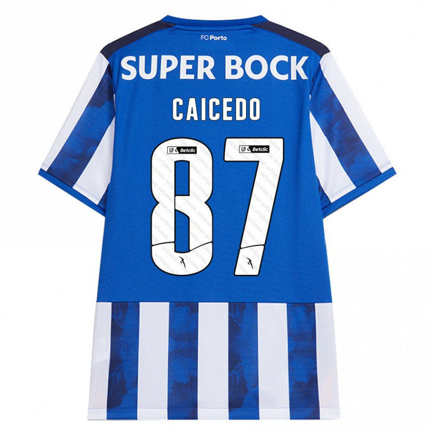 Niño Fútbol Camiseta Brayan Caicedo #87 Azul Blanco 1ª Equipación 2024/25 Argentina