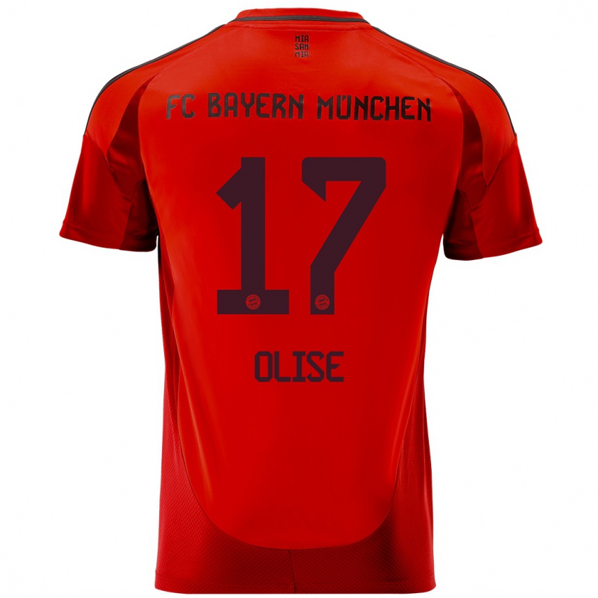 Niño Fútbol Camiseta Michael Olise #17 Rojo 1ª Equipación 2024/25 Argentina