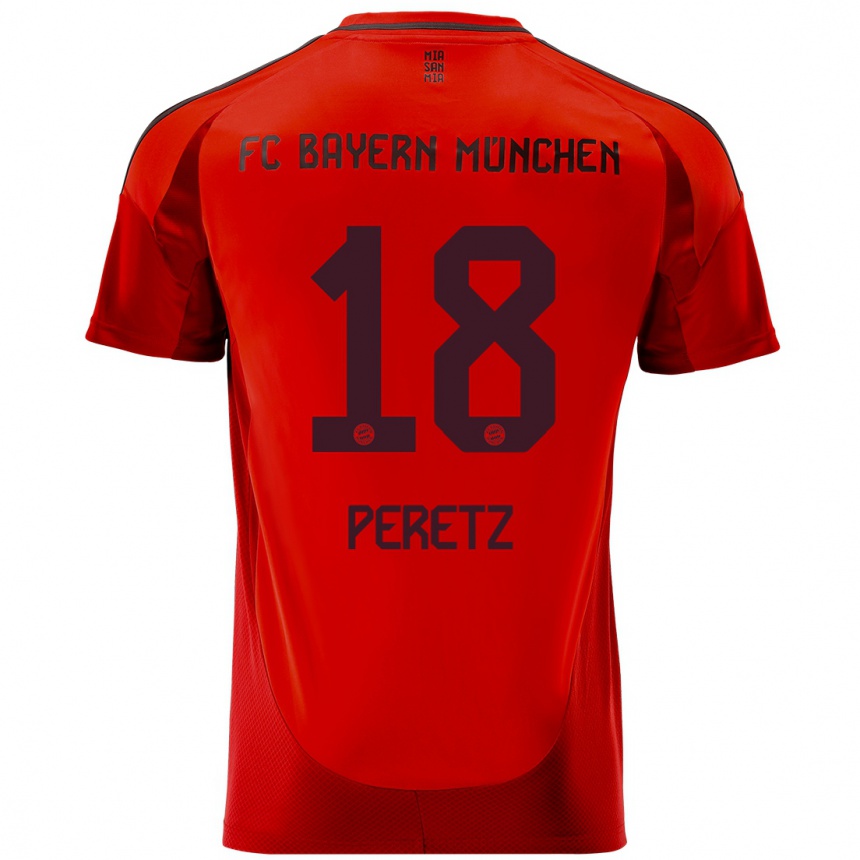 Niño Fútbol Camiseta Daniel Peretz #18 Rojo 1ª Equipación 2024/25 Argentina