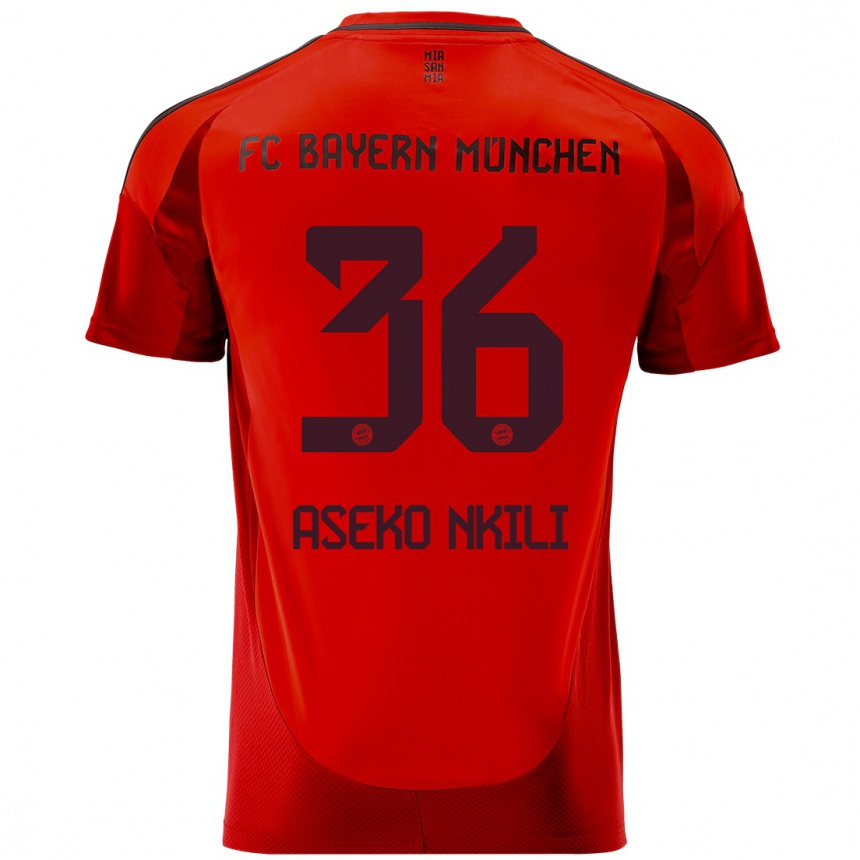 Niño Fútbol Camiseta Noel Aseko Nkili #36 Rojo 1ª Equipación 2024/25 Argentina