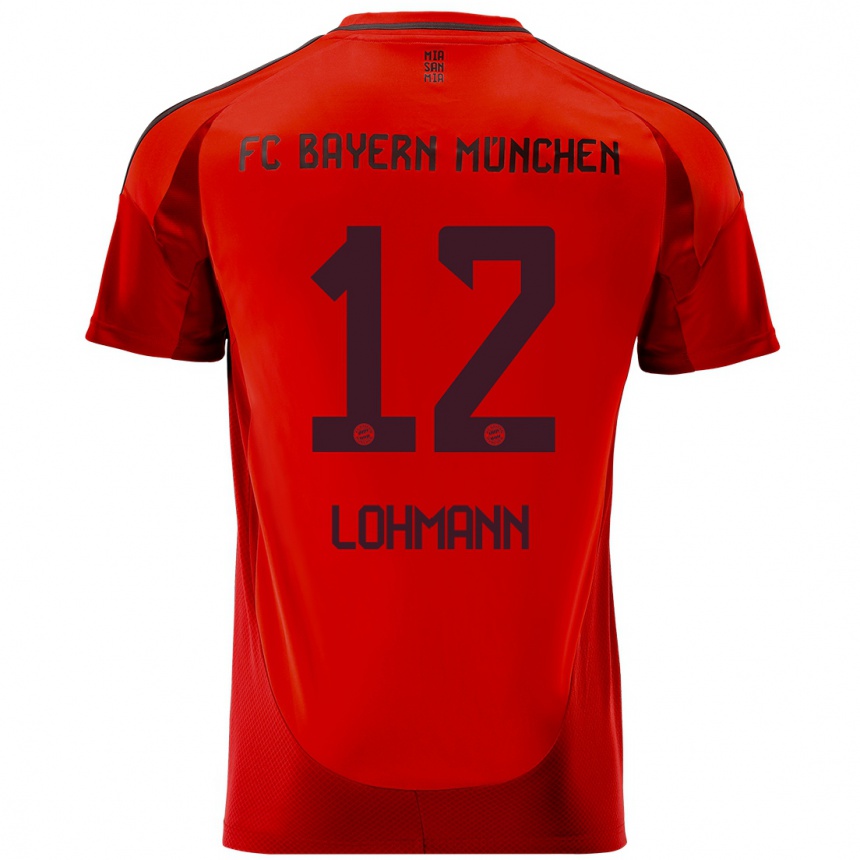 Niño Fútbol Camiseta Sydney Lohmann #12 Rojo 1ª Equipación 2024/25 Argentina