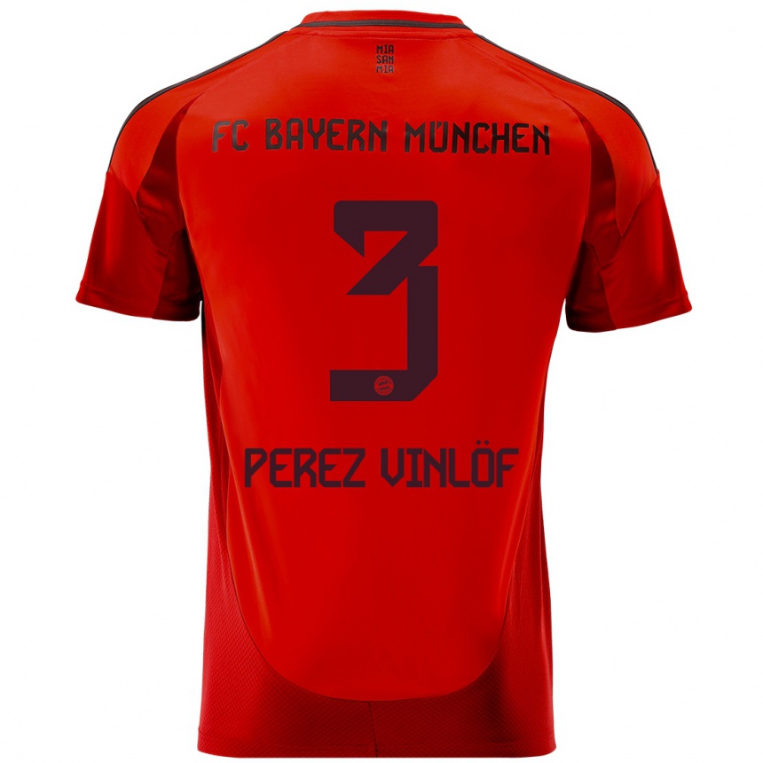 Niño Fútbol Camiseta Matteo Perez Vinlöf #3 Rojo 1ª Equipación 2024/25 Argentina