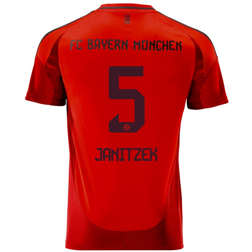 Niño Fútbol Camiseta Justin Janitzek #5 Rojo 1ª Equipación 2024/25 Argentina