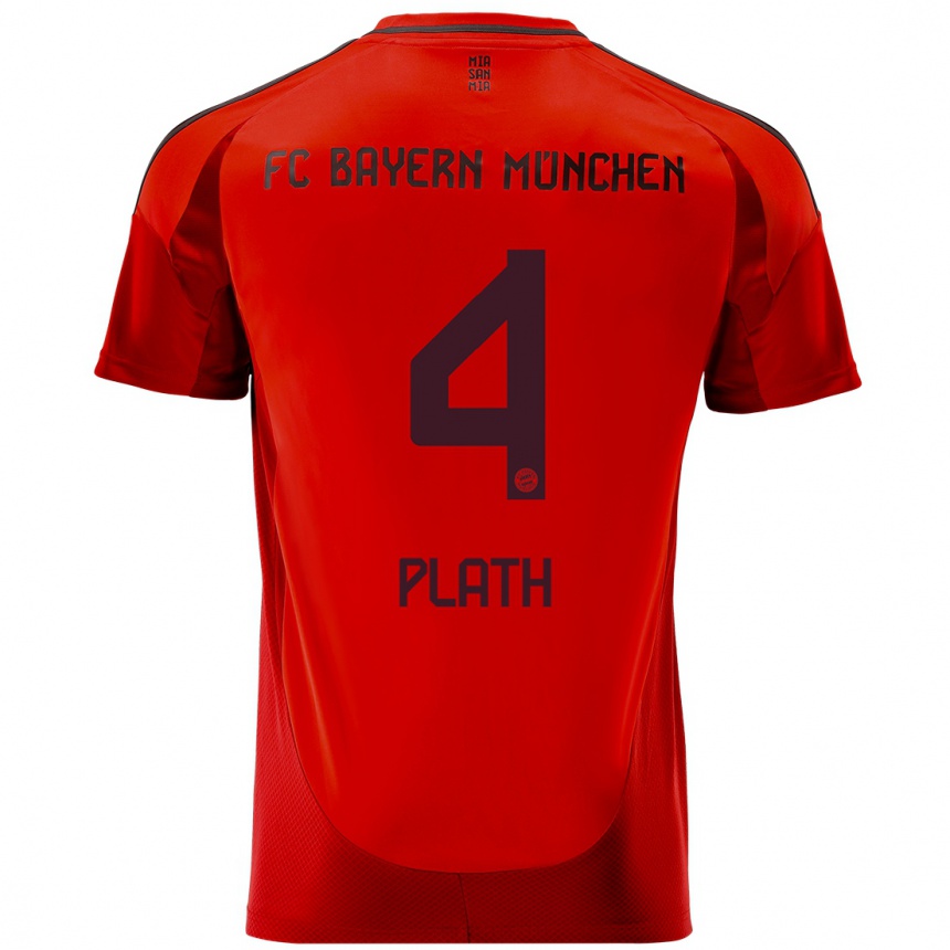 Niño Fútbol Camiseta Max Plath #4 Rojo 1ª Equipación 2024/25 Argentina