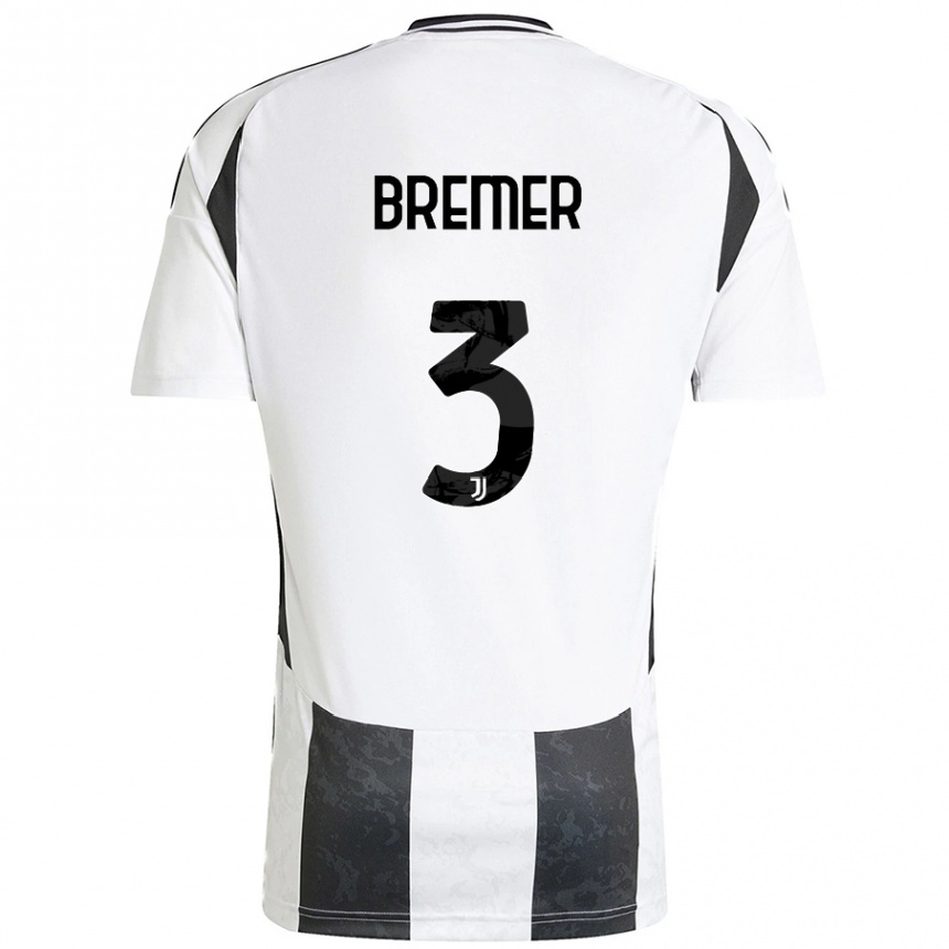 Niño Fútbol Camiseta Bremer #3 Blanco Negro 1ª Equipación 2024/25 Argentina