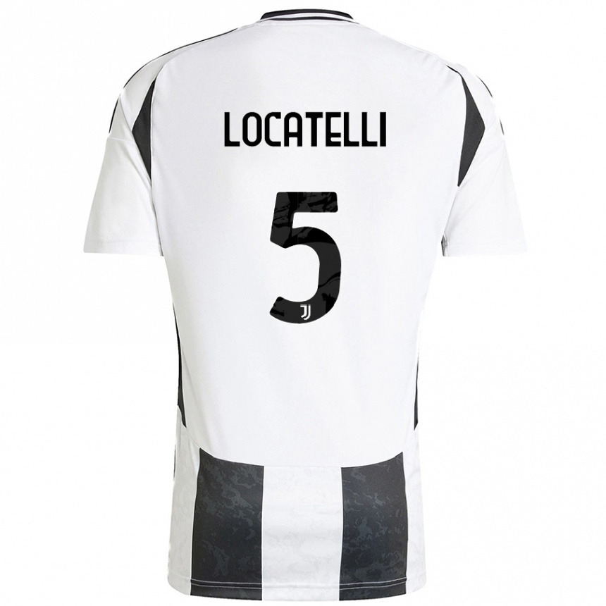 Niño Fútbol Camiseta Manuel Locatelli #5 Blanco Negro 1ª Equipación 2024/25 Argentina