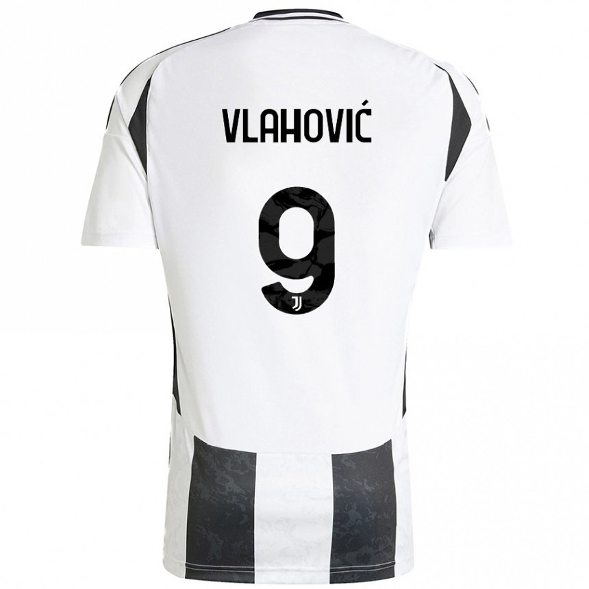 Niño Fútbol Camiseta Dusan Vlahovic #9 Blanco Negro 1ª Equipación 2024/25 Argentina