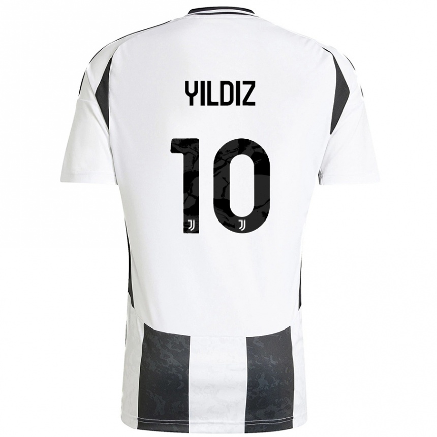 Niño Fútbol Camiseta Kenan Yildiz #10 Blanco Negro 1ª Equipación 2024/25 Argentina