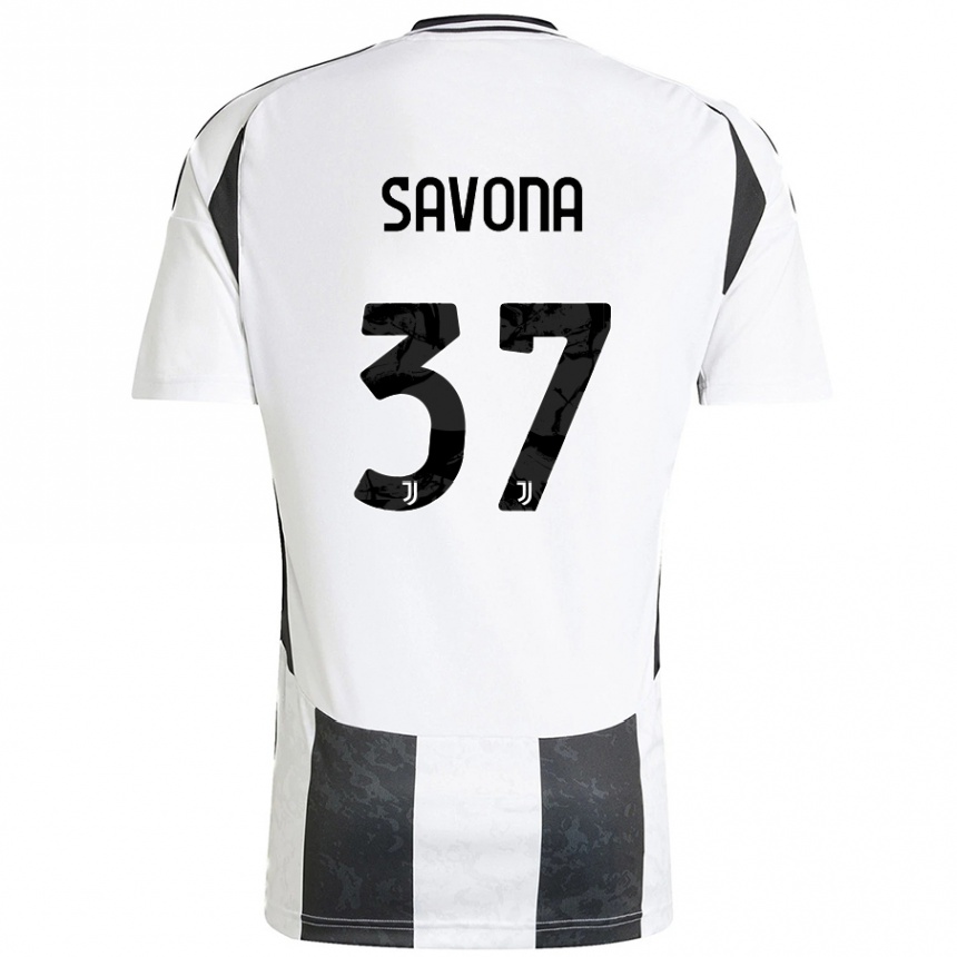 Niño Fútbol Camiseta Nicolo Savona #37 Blanco Negro 1ª Equipación 2024/25 Argentina