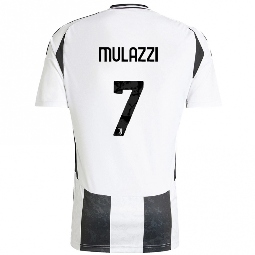 Niño Fútbol Camiseta Gabriele Mulazzi #7 Blanco Negro 1ª Equipación 2024/25 Argentina