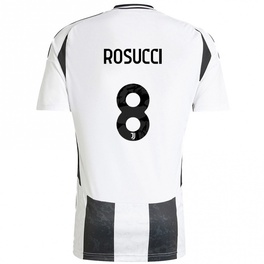 Niño Fútbol Camiseta Martina Rosucci #8 Blanco Negro 1ª Equipación 2024/25 Argentina