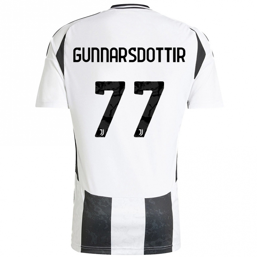 Niño Fútbol Camiseta Sara Bjork Gunnarsdottir #77 Blanco Negro 1ª Equipación 2024/25 Argentina