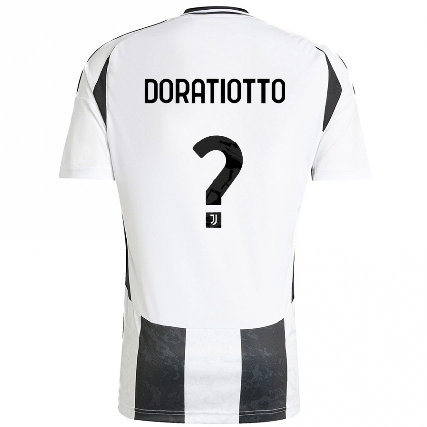 Niño Fútbol Camiseta Giulio Doratiotto #0 Blanco Negro 1ª Equipación 2024/25 Argentina