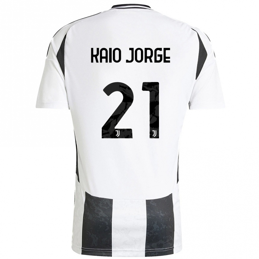 Niño Fútbol Camiseta Kaio Jorge #21 Blanco Negro 1ª Equipación 2024/25 Argentina