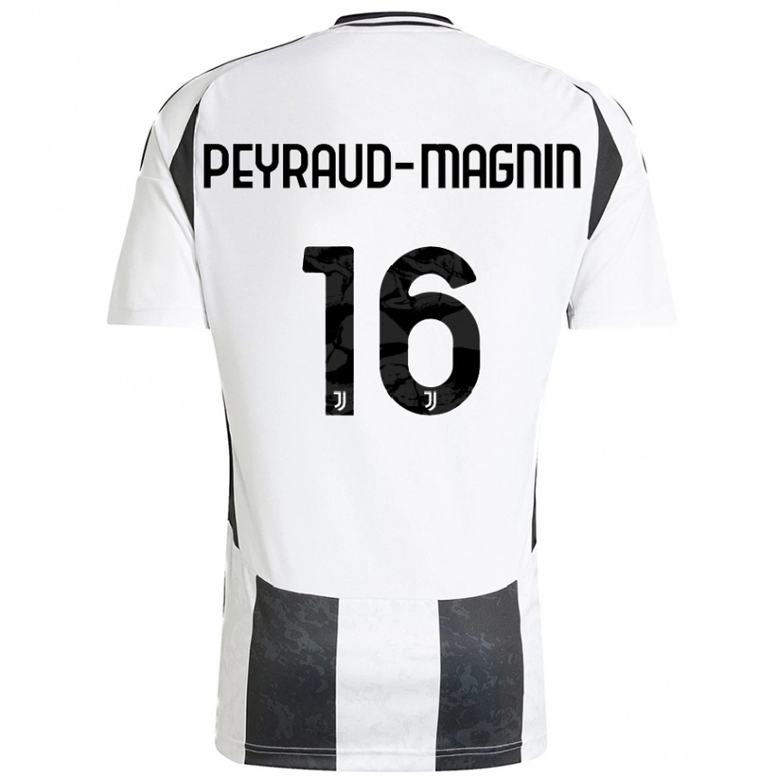 Niño Fútbol Camiseta Pauline Peyraud-Magnin #16 Blanco Negro 1ª Equipación 2024/25 Argentina