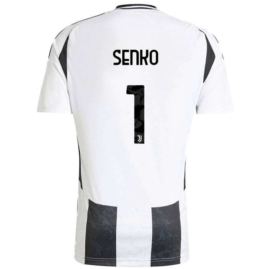 Niño Fútbol Camiseta Zsombor Senko #1 Blanco Negro 1ª Equipación 2024/25 Argentina