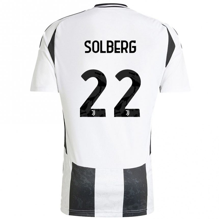 Niño Fútbol Camiseta Elias Solberg #22 Blanco Negro 1ª Equipación 2024/25 Argentina