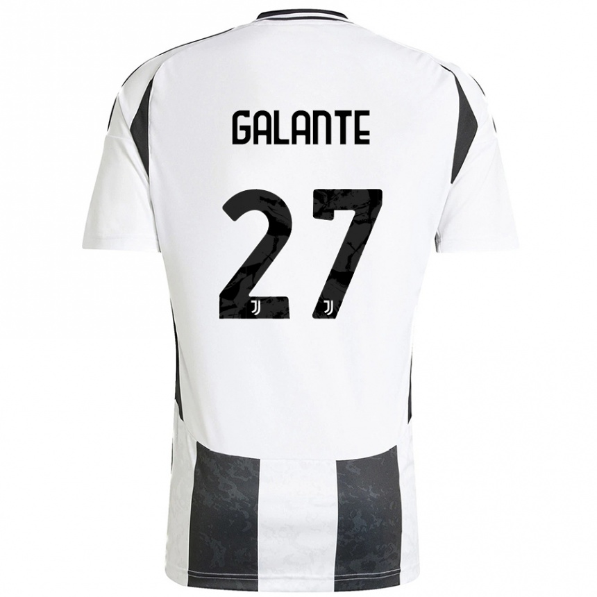 Niño Fútbol Camiseta Tommaso Galante #27 Blanco Negro 1ª Equipación 2024/25 Argentina