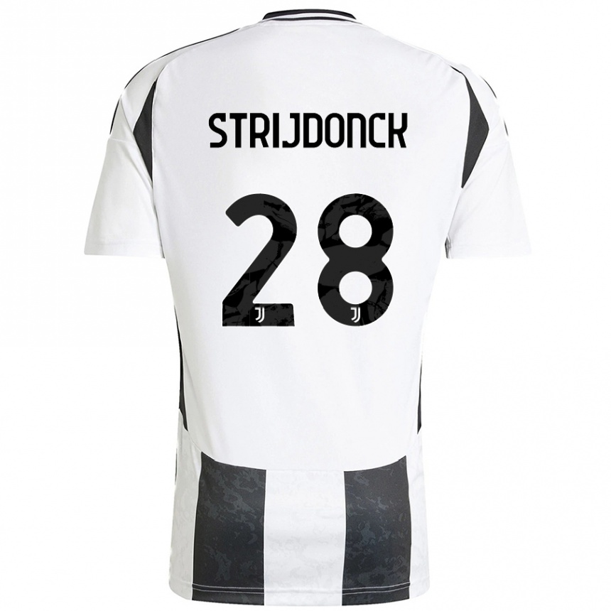 Niño Fútbol Camiseta Bayron Strijdonck #28 Blanco Negro 1ª Equipación 2024/25 Argentina