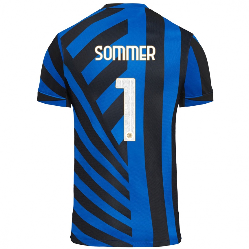 Niño Fútbol Camiseta Yann Sommer #1 Azul Negro 1ª Equipación 2024/25 Argentina