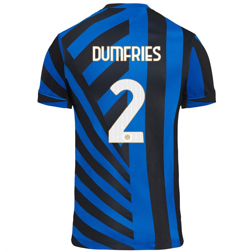 Niño Fútbol Camiseta Denzel Dumfries #2 Azul Negro 1ª Equipación 2024/25 Argentina