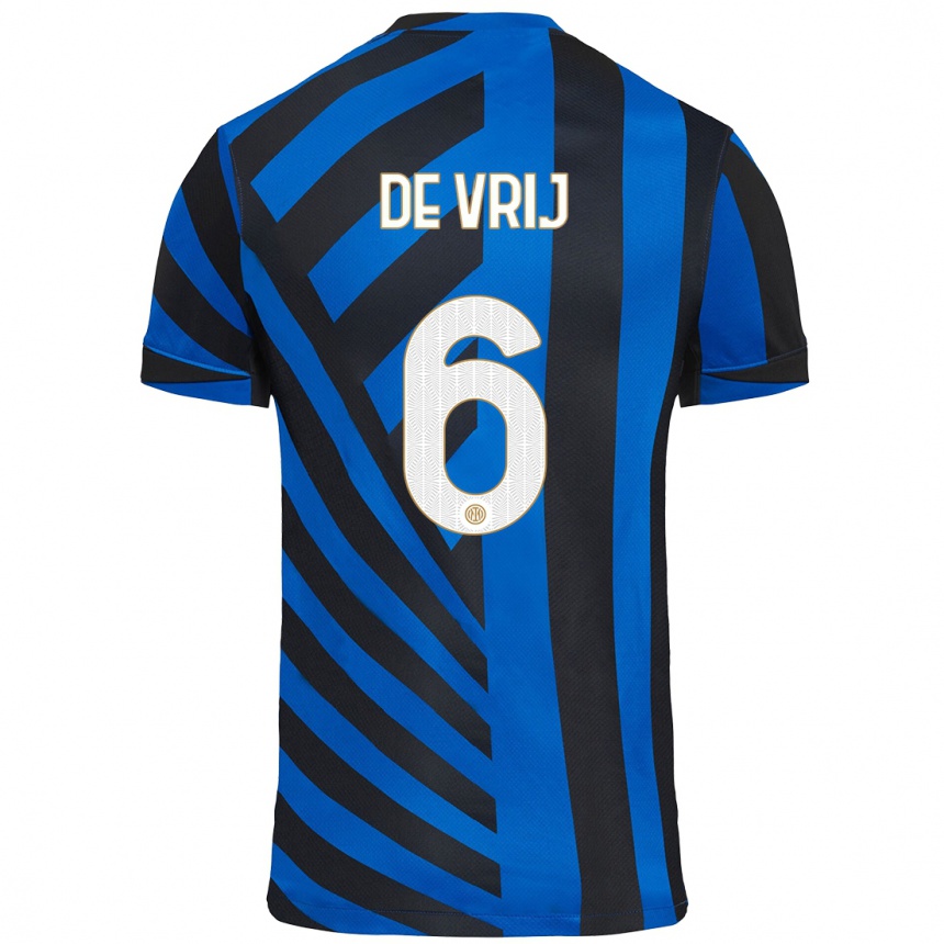 Niño Fútbol Camiseta Stefan De Vrij #6 Azul Negro 1ª Equipación 2024/25 Argentina