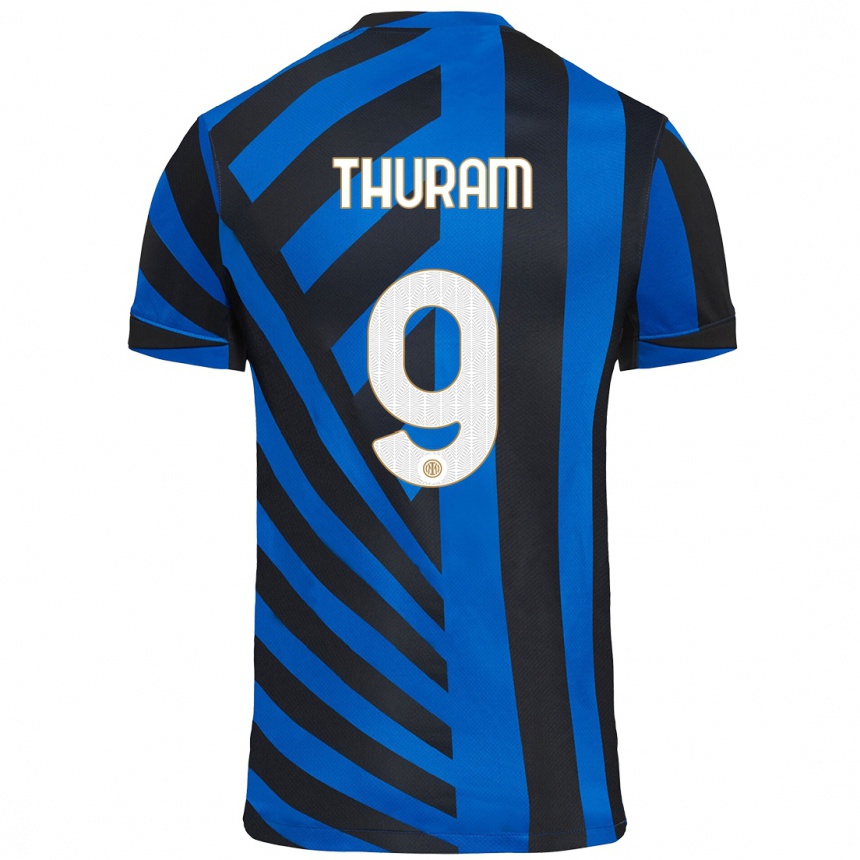 Niño Fútbol Camiseta Marcus Thuram #9 Azul Negro 1ª Equipación 2024/25 Argentina