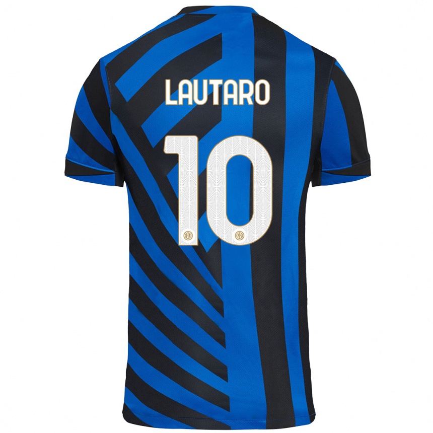 Niño Fútbol Camiseta Lautaro Martínez #10 Azul Negro 1ª Equipación 2024/25 Argentina